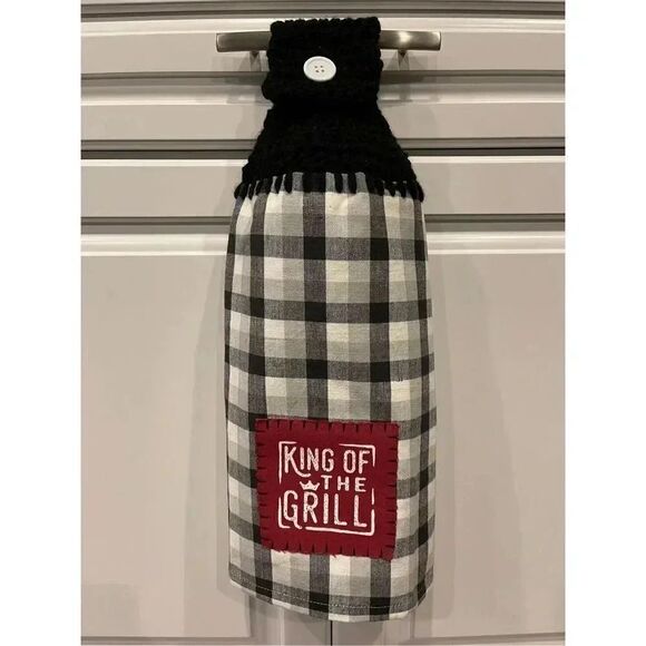 Crochet Top Kitchen Towel- King of the Grill - Picture 1 of 3